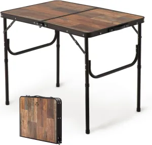 Naturehike Folding Camping Table, Portable Tables with Adjustable Legs, 35.4×23.6×14.6 Inch Foldable Camp Pinic Tables with Carry Bag for Outdoor Camping, BBQ, Travel - Large Retro