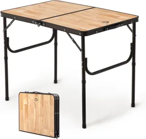 Naturehike Large Portable Camping Side Table, Wooden, 35.4323.6214.57 inches, Folding, Adjustable Legs, Outdoor, Cooking, BBQ, Travel