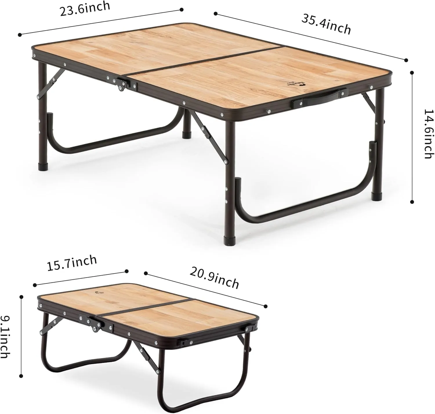 Naturehike Large Portable Camping Side Table, Wooden, 35.4323.6214.57 inches, Folding, Adjustable Legs, Outdoor, Cooking, BBQ, Travel