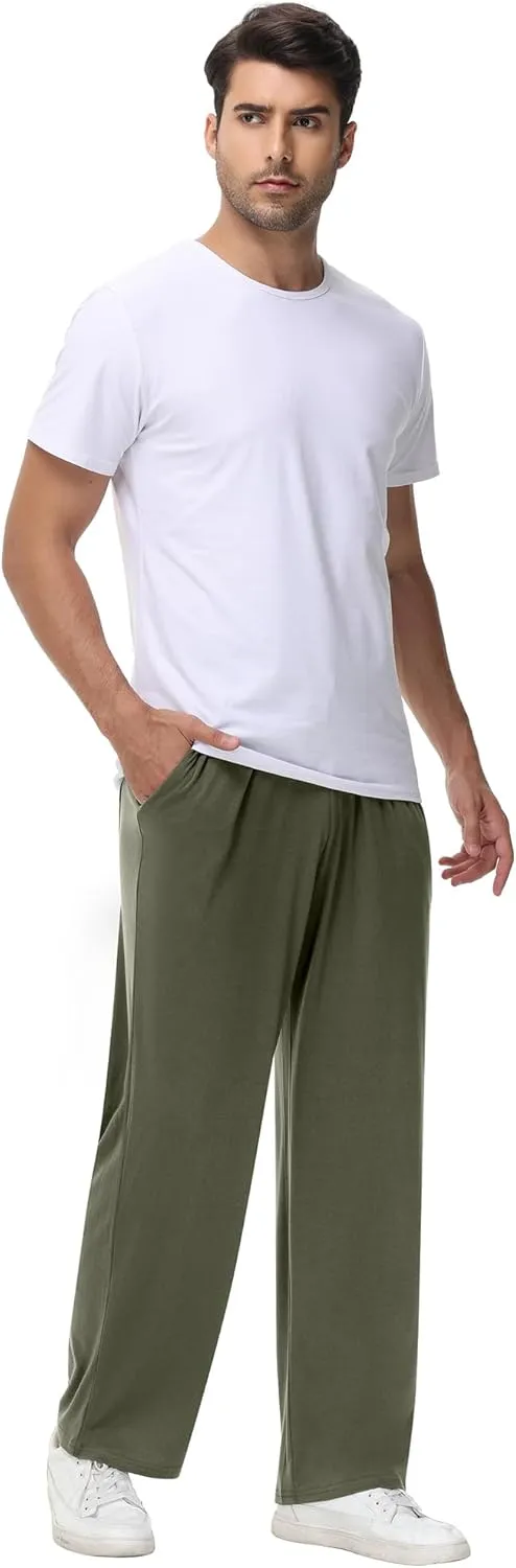 Neer 3 Pack Men's Yoga Sweatpants, Athletic Lounge Drawstring Pants Open Bottom Casual Loose Workout Jogger Pant with Pockets