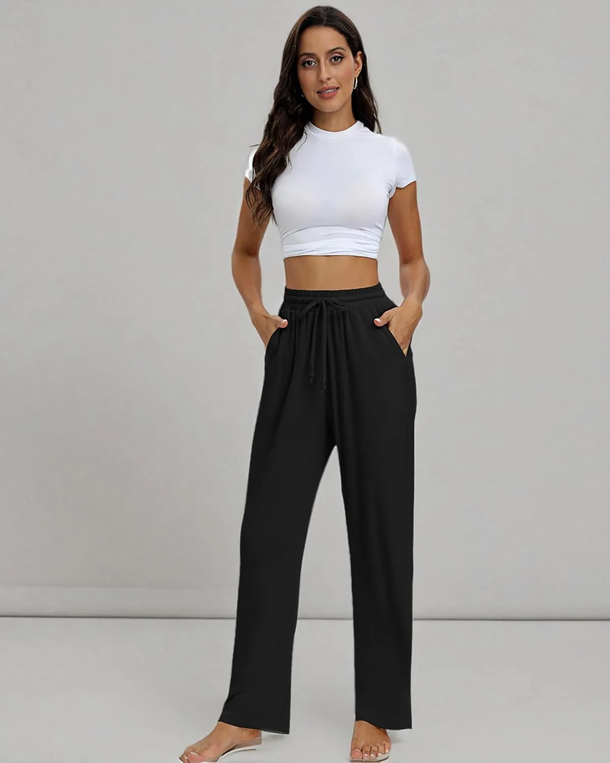 Neer 3 Pack Women's Baggy Sweatpants with Pockets, Wide Leg Yoga Pants Cozy Thick Lounge Pants Drawstring Casual Loose Jogger
