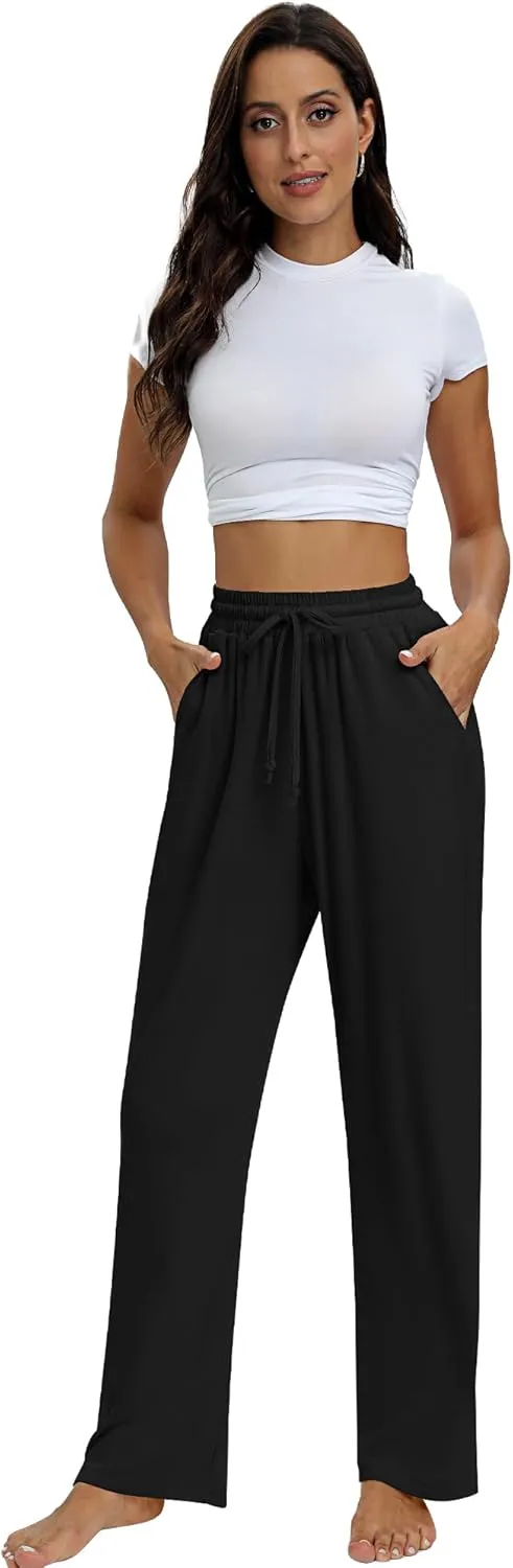 Neer 3 Pack Women's Baggy Sweatpants with Pockets, Wide Leg Yoga Pants Cozy Thick Lounge Pants Drawstring Casual Loose Jogger