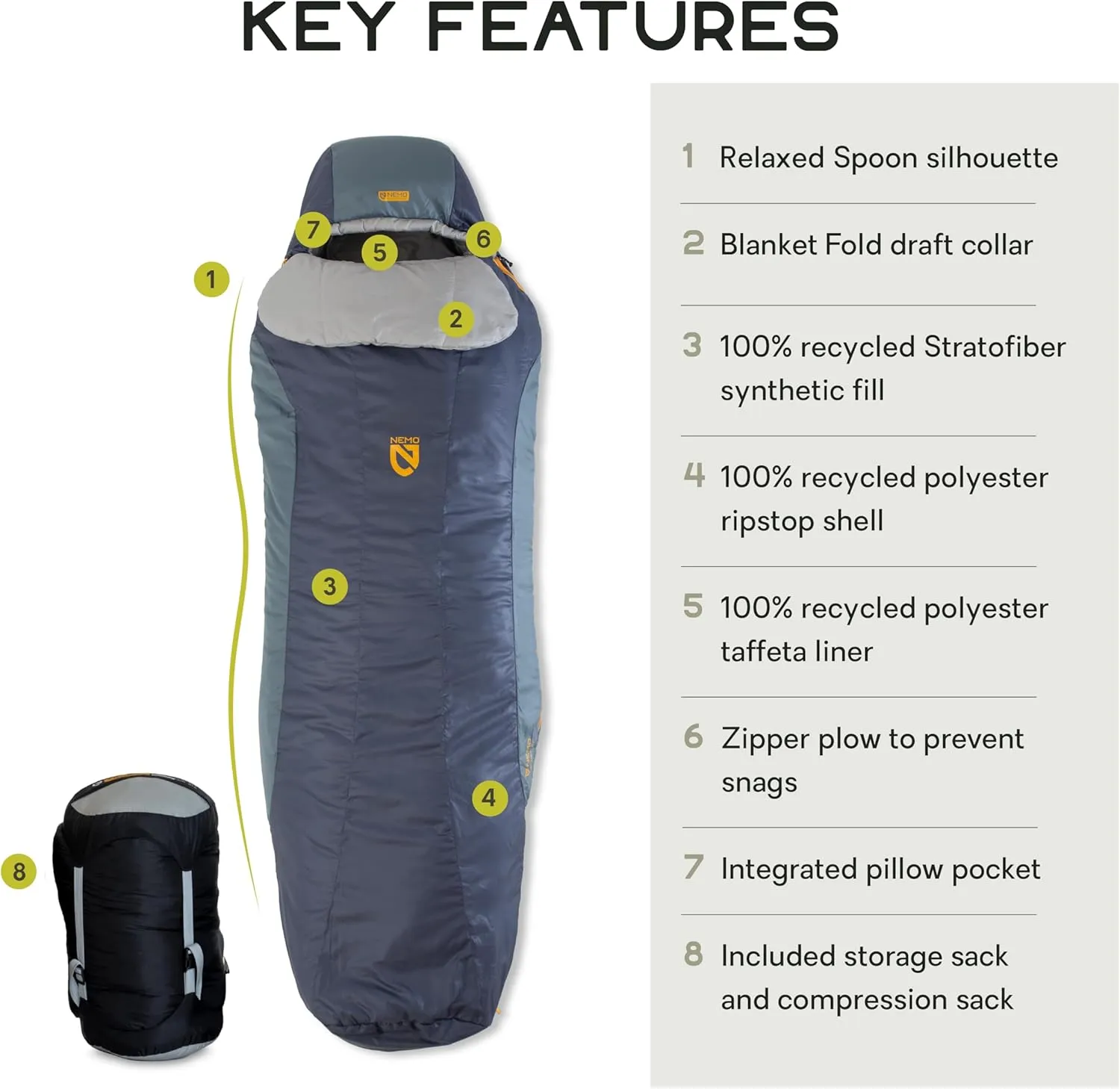 NEMO Equipment Tempo | Men's and Women's 20 & 35 Degree Synthetic Sleeping Bags