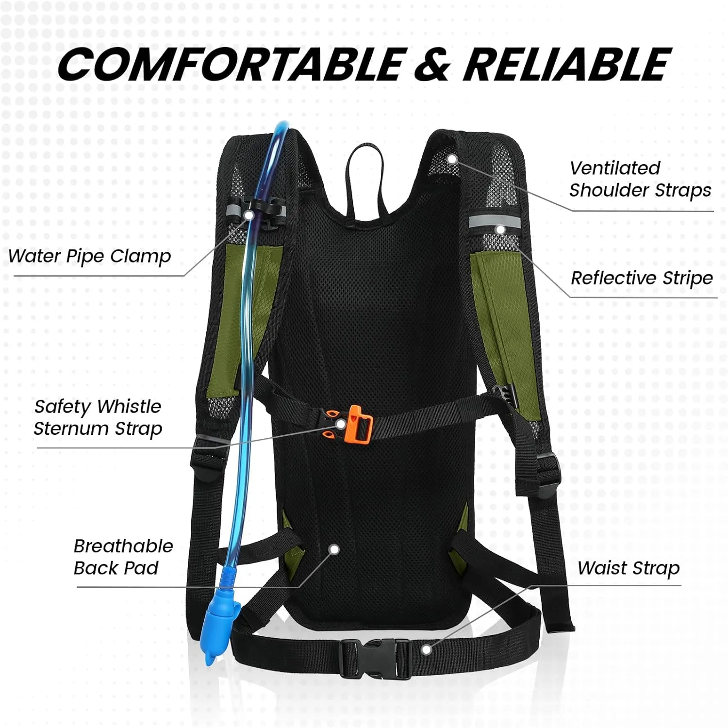 Nepest Hydration Backpack with 2L Water Bladder for Cycling, Water Backpack for Hiking Running, Lightweight Hydration Pack