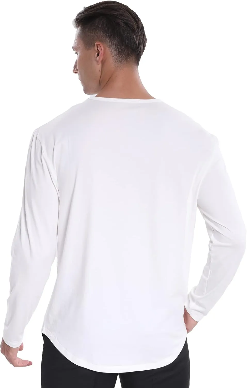 netdraw Men's Ultra Soft Bamboo Viscose T-Shirt Curve Hem Lightweight Cooling Short/Long Sleeve Casual Basic Tee Shirt