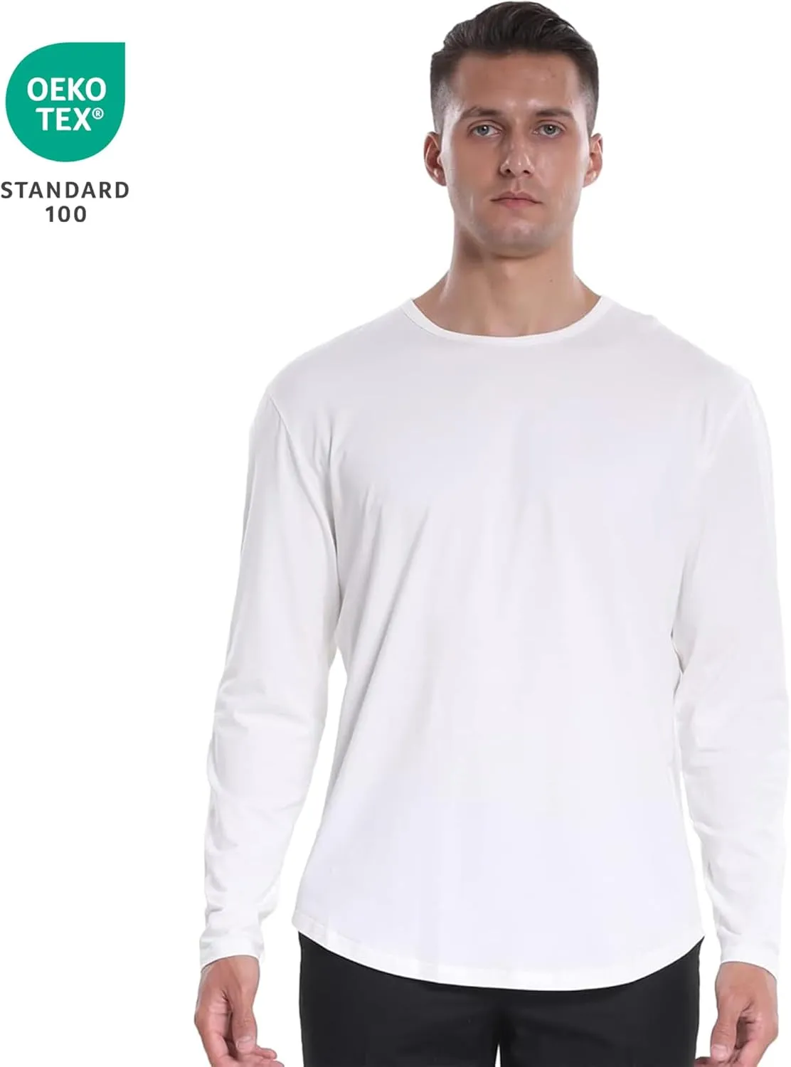 netdraw Men's Ultra Soft Bamboo Viscose T-Shirt Curve Hem Lightweight Cooling Short/Long Sleeve Casual Basic Tee Shirt