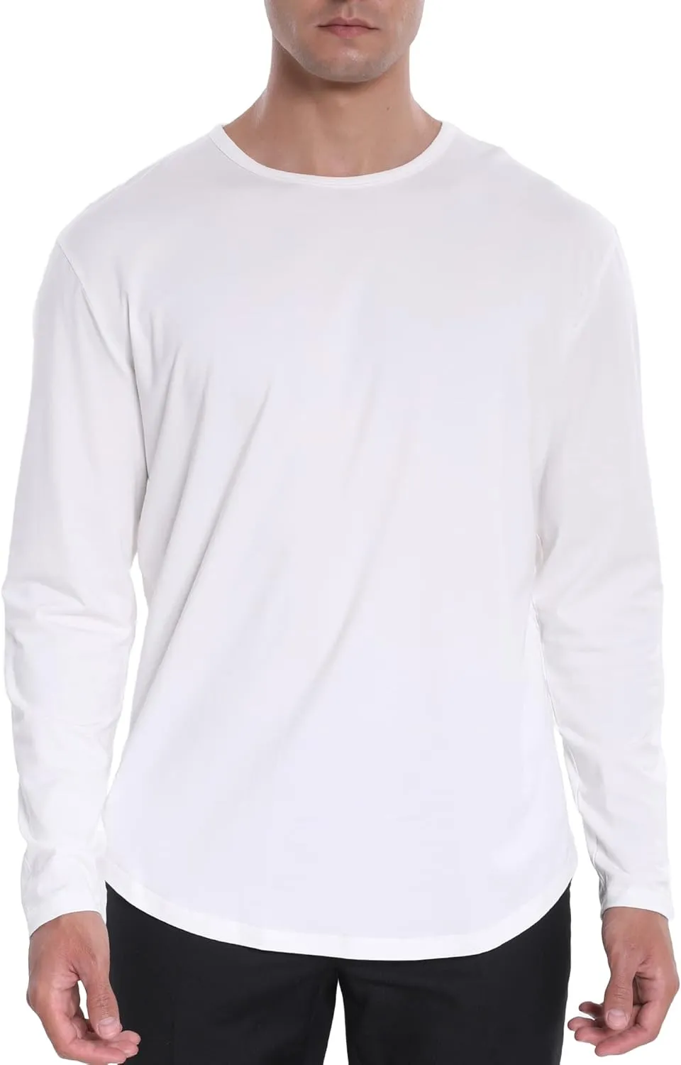 netdraw Men's Ultra Soft Bamboo Viscose T-Shirt Curve Hem Lightweight Cooling Short/Long Sleeve Casual Basic Tee Shirt