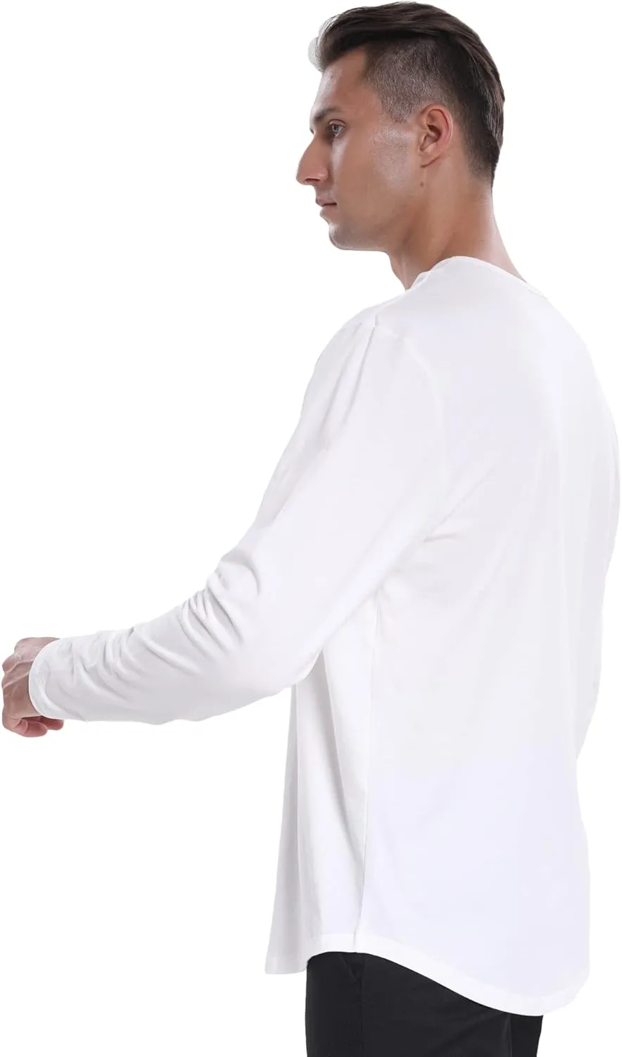 netdraw Men's Ultra Soft Bamboo Viscose T-Shirt Curve Hem Lightweight Cooling Short/Long Sleeve Casual Basic Tee Shirt