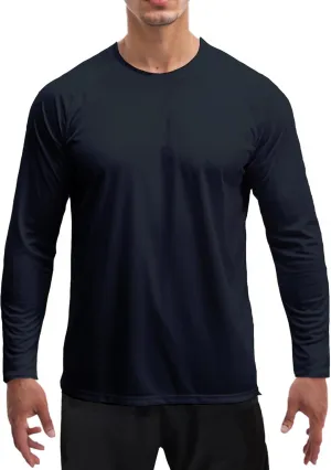 NEYOUQE Men's Sun Protection UPF 50  Shirts Long Sleeve Running Workout Athletic Gym Shirt UV Swim Fish Rash Guard Hiking