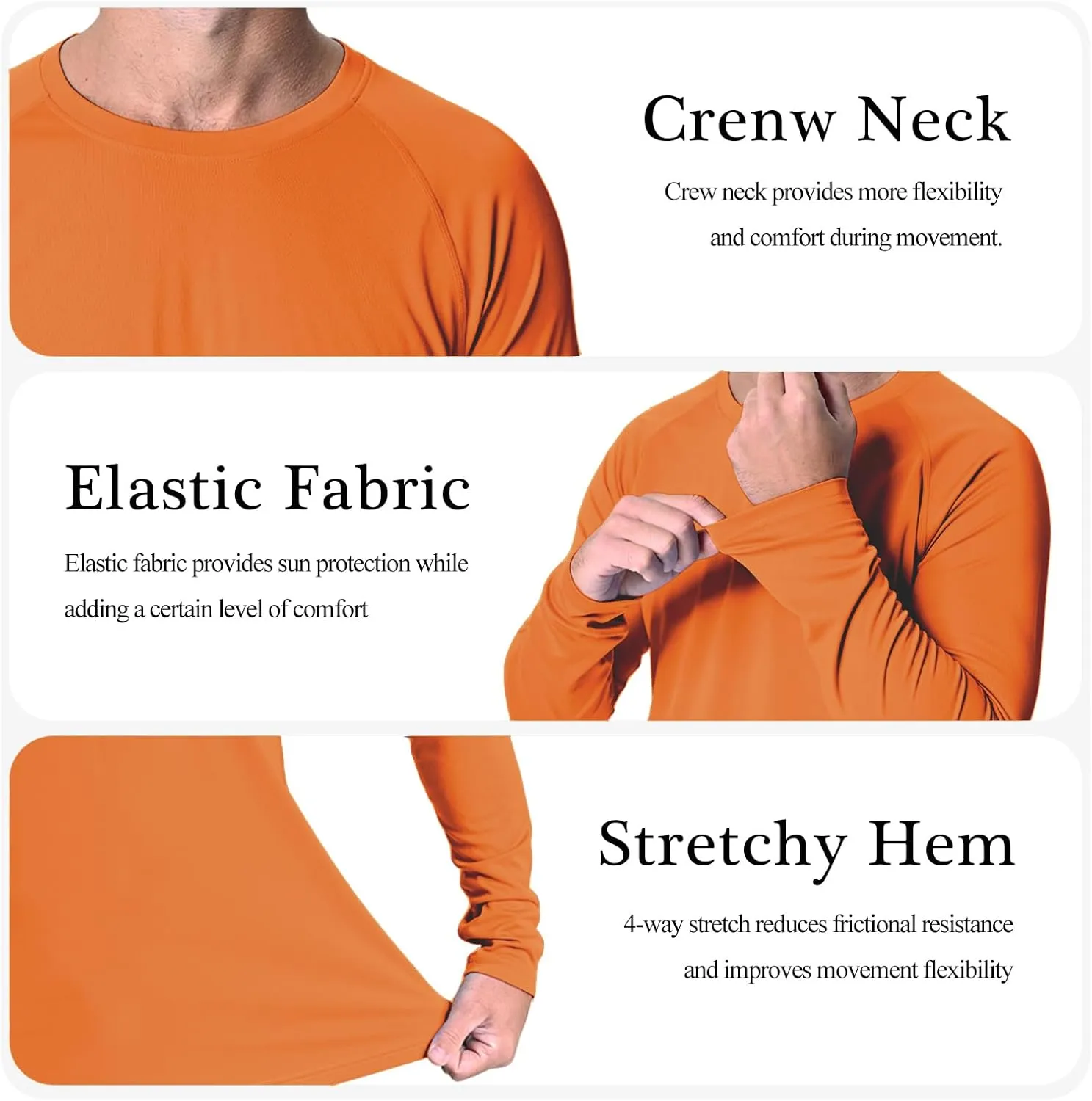 NEYOUQE Men's Sun Protection UPF 50  Shirts Long Sleeve Running Workout Athletic Gym Shirt UV Swim Fish Rash Guard Hiking