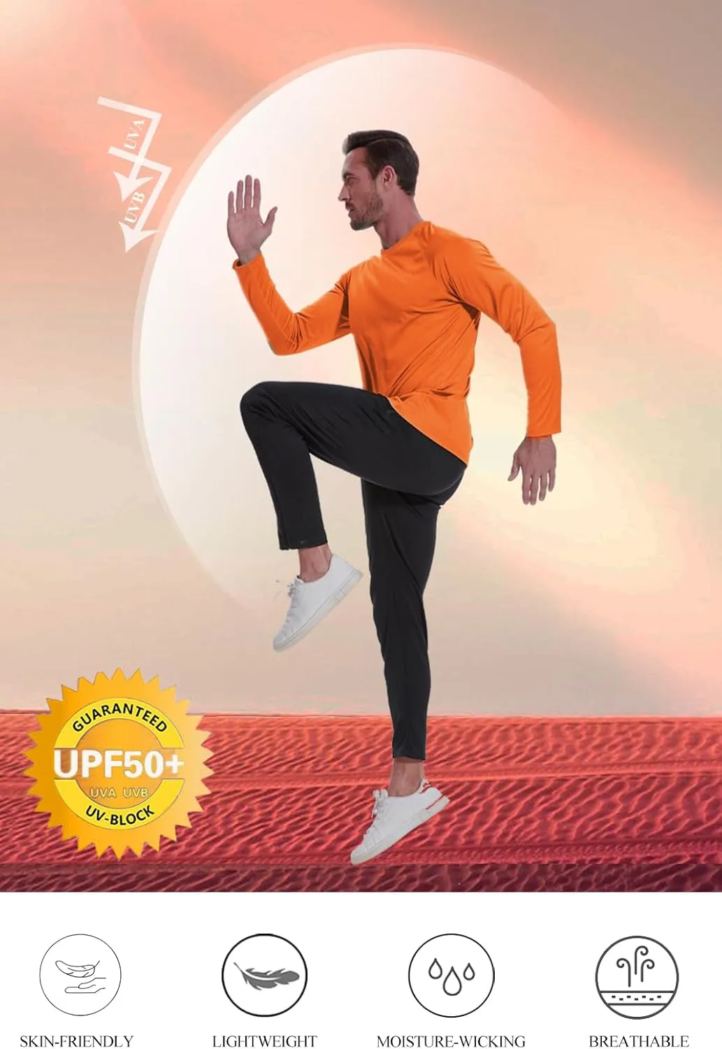 NEYOUQE Men's Sun Protection UPF 50  Shirts Long Sleeve Running Workout Athletic Gym Shirt UV Swim Fish Rash Guard Hiking