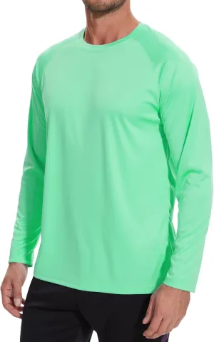 NEYOUQE Men's Sun Protection UPF 50  Shirts Long Sleeve Running Workout Athletic Gym Shirt UV Swim Fish Rash Guard Hiking