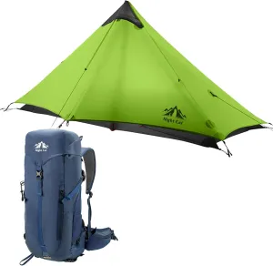 Night Cat Ultralight Tent 1 Person with Internal-Frame Hiking Backpack 30L for Professional Backpacker Hiker 2 LBS Only Lanshan Backpacking Tent Heavy Rain Waterproof Trekking Pole Not Included