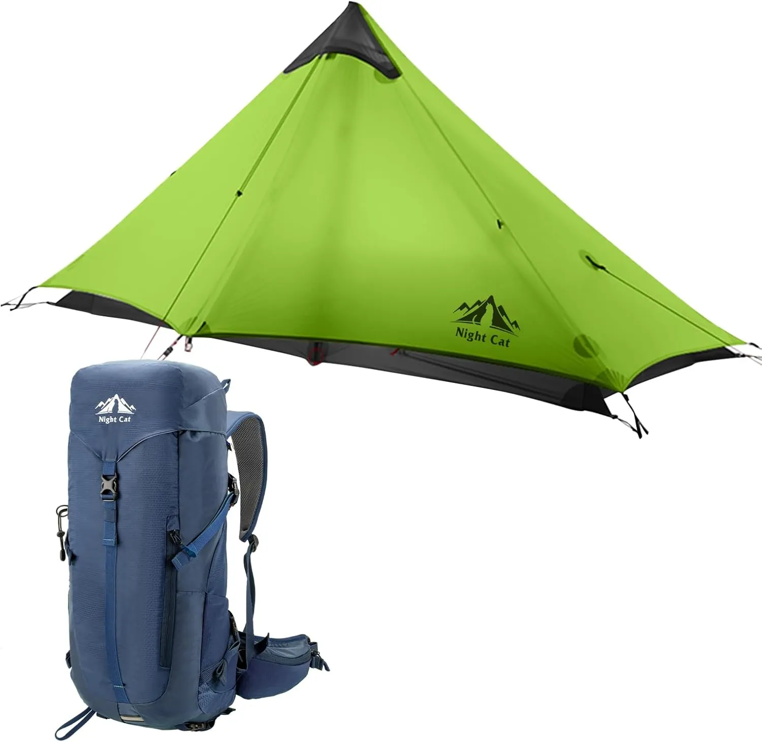Night Cat Ultralight Tent 1 Person with Internal-Frame Hiking Backpack 30L for Professional Backpacker Hiker 2 LBS Only Lanshan Backpacking Tent Heavy Rain Waterproof Trekking Pole Not Included