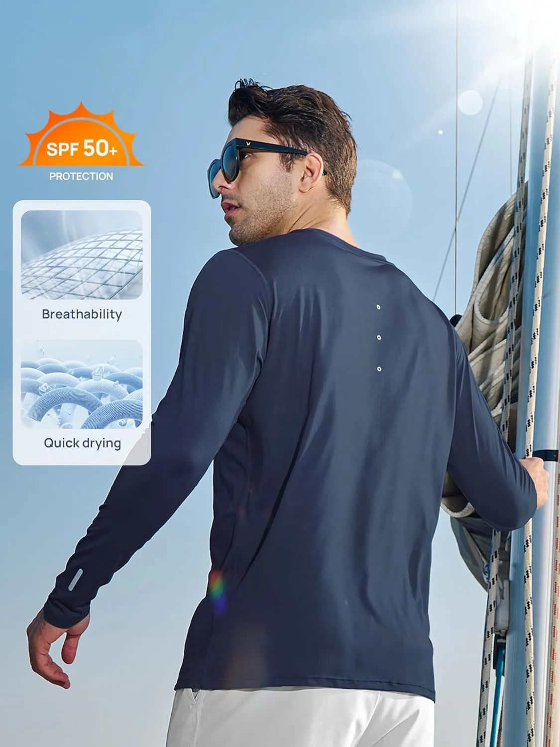 NORTHYARD Men's Sun Protection Shirts Long Sleeve Swim Fishing UPF 50  Shirt UV Hiking Lightweight Rash Guard Athletic