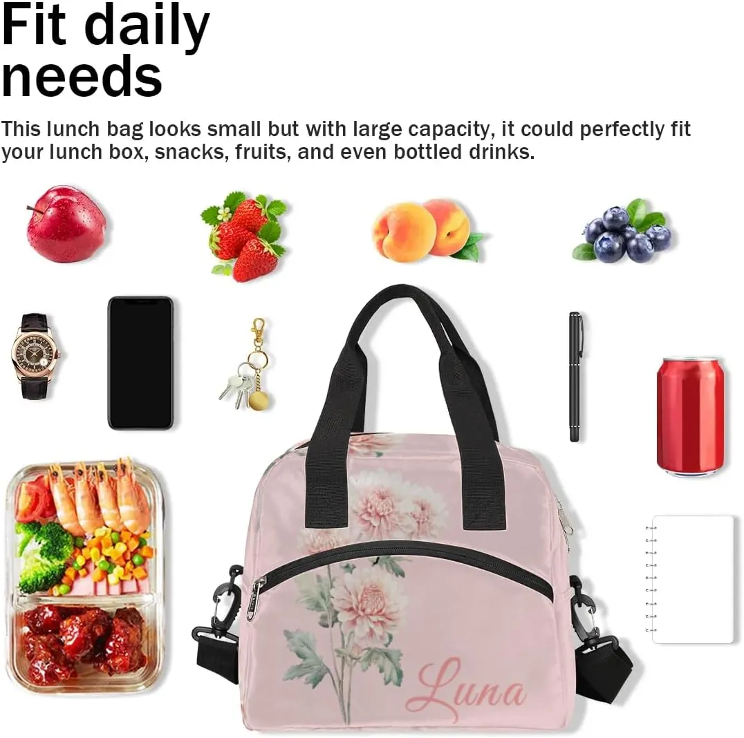 November Custom Lunch Bag with Name Personalized Insulated Lunch Box with Adjustable Shoulder Strap Customized Reusable Adult Cooler Lunch Tote Bag for Men Women Work Office Picnic