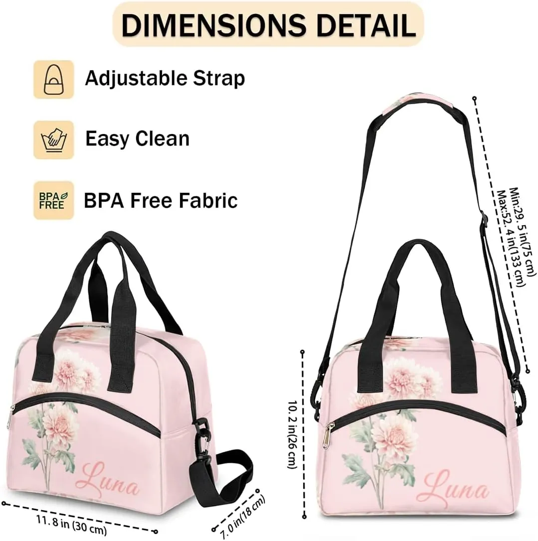 November Custom Lunch Bag with Name Personalized Insulated Lunch Box with Adjustable Shoulder Strap Customized Reusable Adult Cooler Lunch Tote Bag for Men Women Work Office Picnic