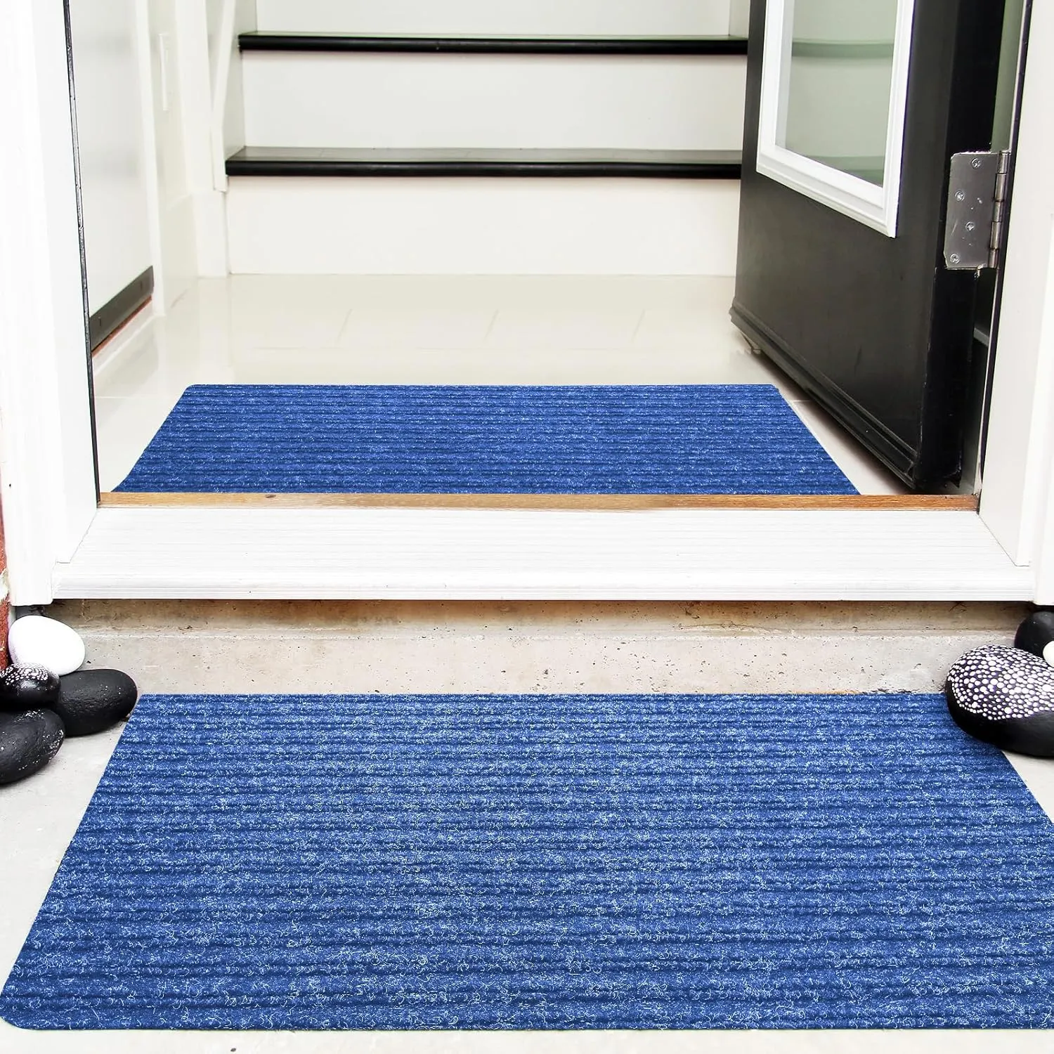 Nuanchu Large Semi Finished Outdoor Mat 16 x 79 Inch Narrow Door Mat Non Slip Boot Rugs Waterproof Carpet Roll for Bathroom Entryway Indoor Outdoor(Blue,1 Roll)