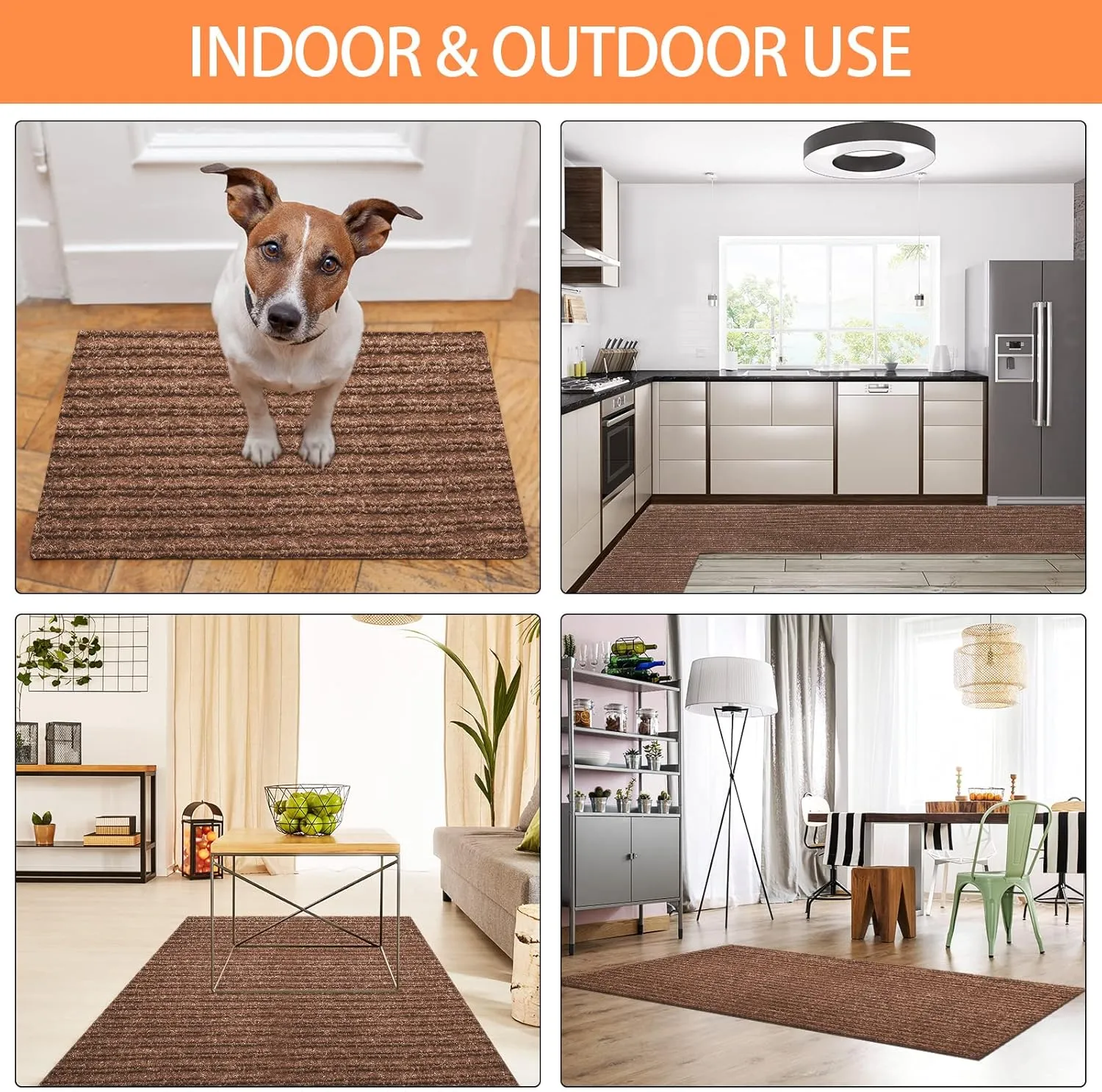 Nuanchu Large Semi Finished Outdoor Mat 16 x 79 Inch Narrow Door Mat Non Slip Boot Rugs Waterproof Carpet Roll for Bathroom Entryway Indoor Outdoor(Coffee,2 Roll)