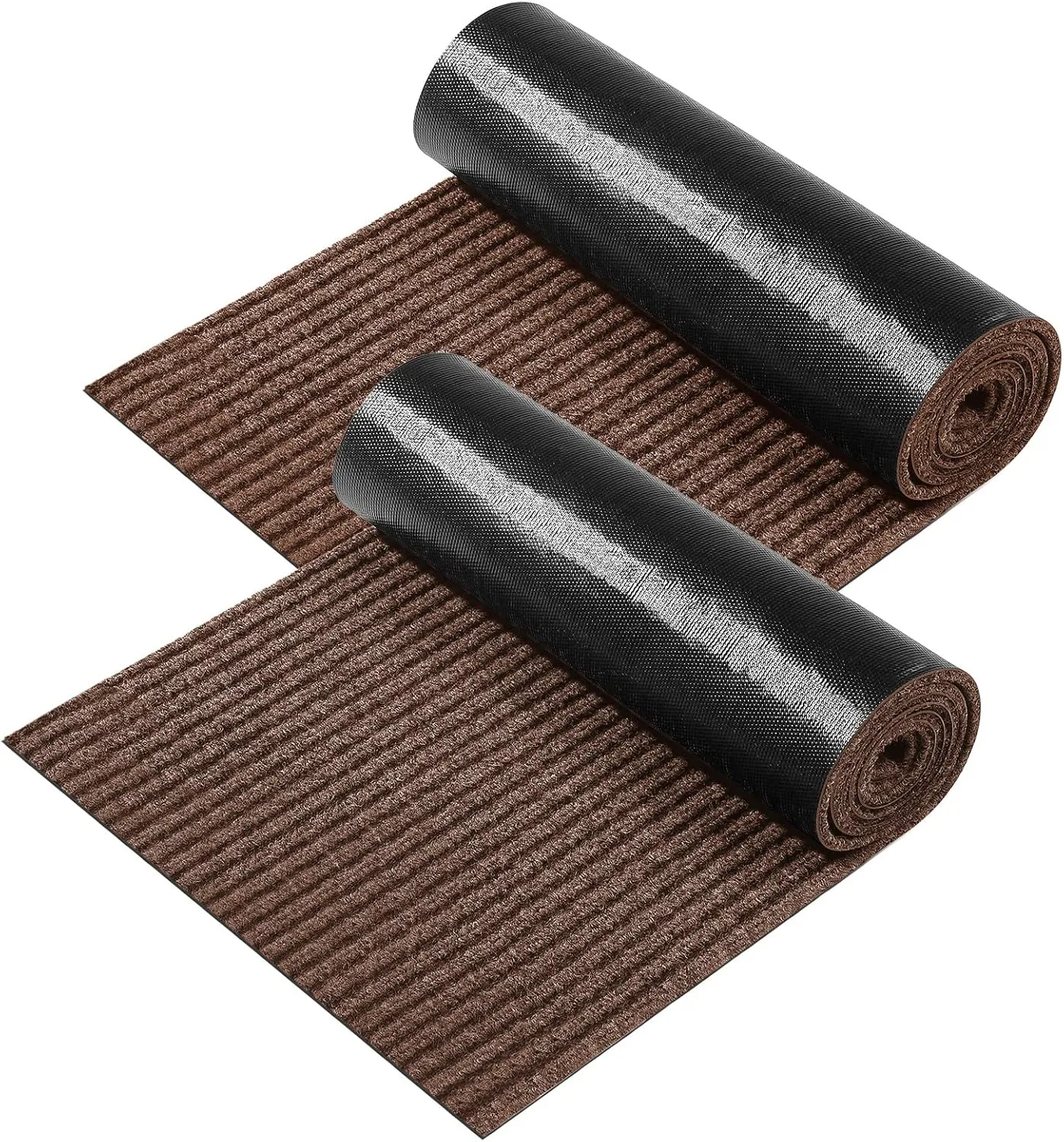 Nuanchu Large Semi Finished Outdoor Mat 16 x 79 Inch Narrow Door Mat Non Slip Boot Rugs Waterproof Carpet Roll for Bathroom Entryway Indoor Outdoor(Coffee,2 Roll)