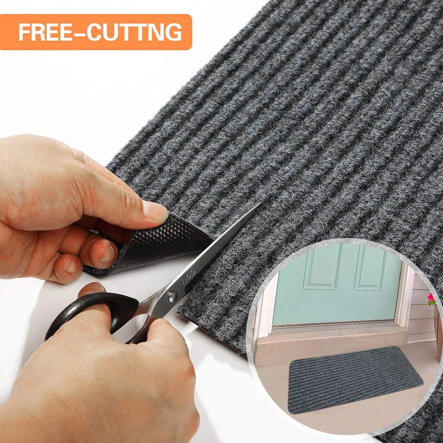 Nuanchu Large Semi Finished Outdoor Mat 16 x 79 Inch Narrow Door Mat Non Slip Boot Rugs Waterproof Carpet Roll for Bathroom Entryway Indoor Outdoor(Gray,1 Roll)