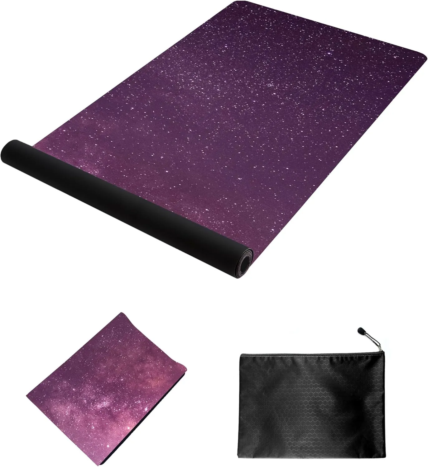 nuveti Printed Travel Yoga Mat-1/16 Inch Thick Non Slip Fitness Workout Mat with Carrying Bag, Foldable Lightweight Suede & Natural Rubber Yoga Mat for Yoga Pilates and Fitness 72" L x 24" W x 1.5mm