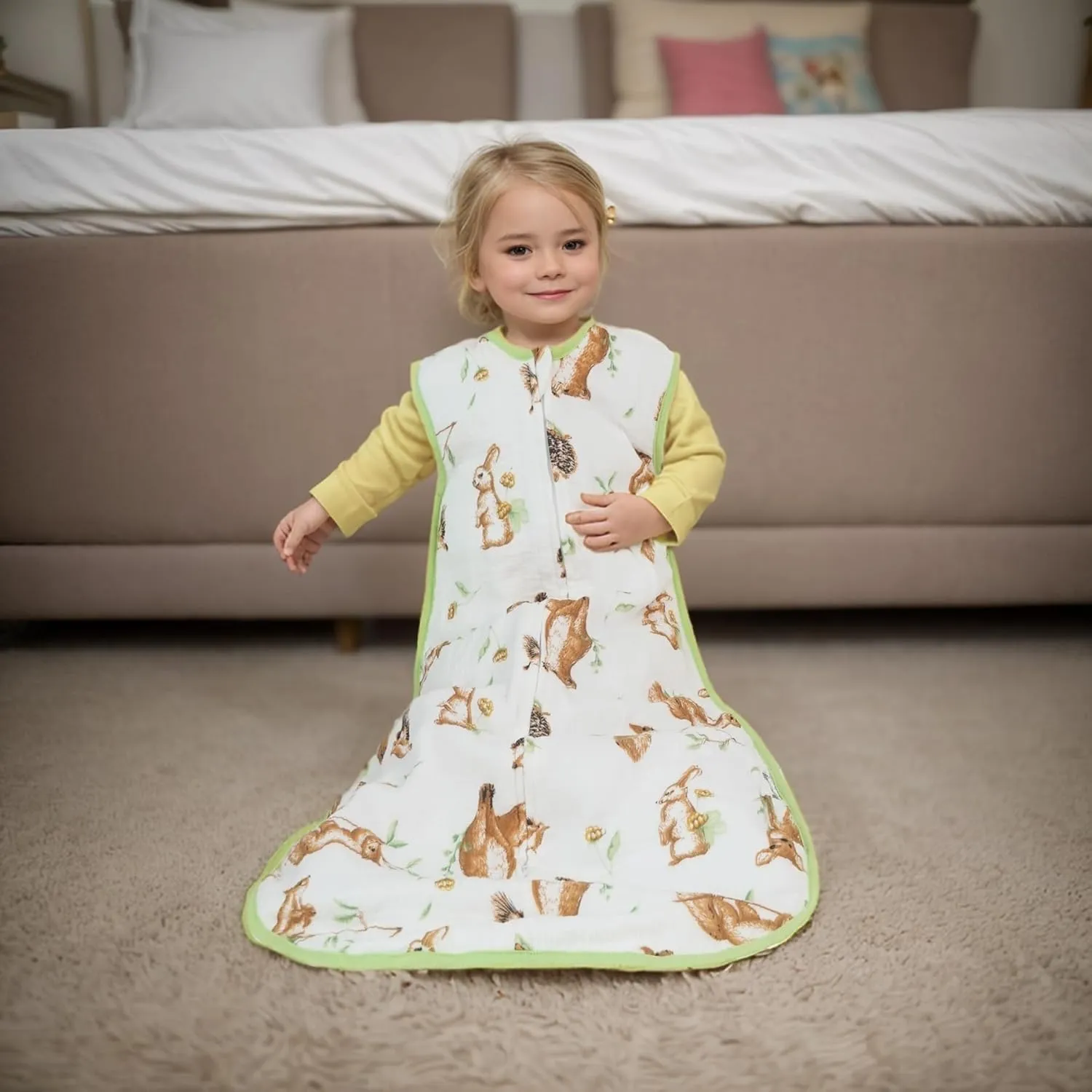 oddler Muslin Cotton Sleep Sack 0.5-0.7 TOG – Sleeveless Unisex Wearable Blanket for Baby & Toddler (2-3T), Breathable Lightweight with 4-Layer Front & 2-Layer Back, All-Season Sleeping Bag