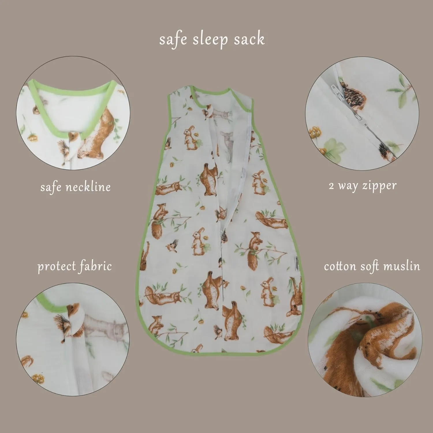 oddler Muslin Cotton Sleep Sack 0.5-0.7 TOG – Sleeveless Unisex Wearable Blanket for Baby & Toddler (2-3T), Breathable Lightweight with 4-Layer Front & 2-Layer Back, All-Season Sleeping Bag