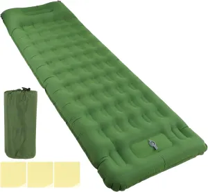 Olive Green Inflatable Camping Mat, Nylon Material, 60s Fast Foot Inflation, Ergonomic, Leakage, 440lb Bearing Capacity, for Camping and Outdoor Activities