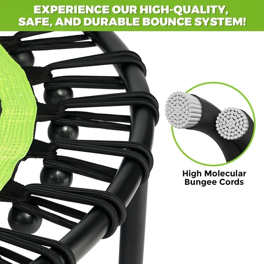 ONETWOFIT Foldable Rebounder Trampoline for Adults, 40/42/45” Mini Fitness Trampoline W/Adjustable Foam Handle Bungees, Quiet Exercise Trampoline for Personal Indoor Workout