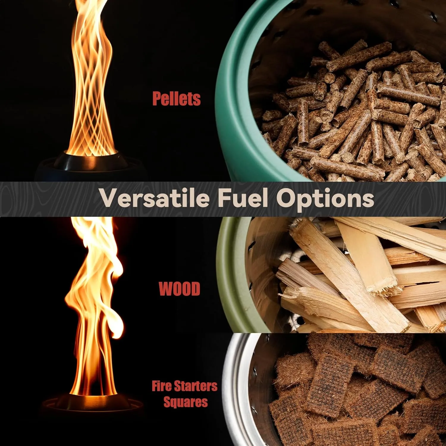 ONLYFIRE OUTDOOR LIVING Tabletop Fireplace with Unique Flame, Portable Fire Pit with Storage Bag for Camping Tailgating Patio Backyard Bonfire, Smokeless Wood Burning Mini Camp Stove 9.5", FP055 Black