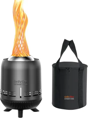 ONLYFIRE OUTDOOR LIVING Tabletop Fireplace with Unique Flame, Portable Fire Pit with Storage Bag for Camping Tailgating Patio Backyard Bonfire, Smokeless Wood Burning Mini Camp Stove 9.5", FP055 Black