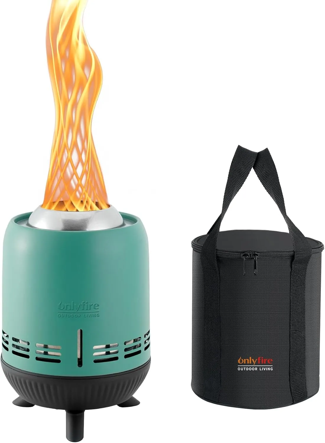 ONLYFIRE OUTDOOR LIVING Tabletop Fireplace with Unique Flame, Portable Fire Pit with Storage Bag for Camping Tailgating Patio Backyard Bonfire, Smokeless Wood Burning Mini Camp Stove 9.5", FP055 Blue