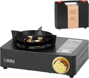 ONLYFIRE Portable Butane Stove with Carry Case, 6000W Power Camping Stove 5 Burners, Backpacking Camp Stove for Camping, Hiking, RV Trip and Emergency, GS336