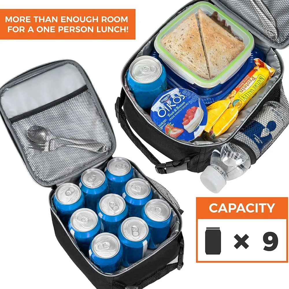 opux Premium Insulated Lunch Box, Soft School Lunch Bag for Kids Boys Girls, Leakproof Small Lunch Pail Men Women Work, Reusable Compact Cooler Tote Lunchbox for Office Adult, Heather Grey