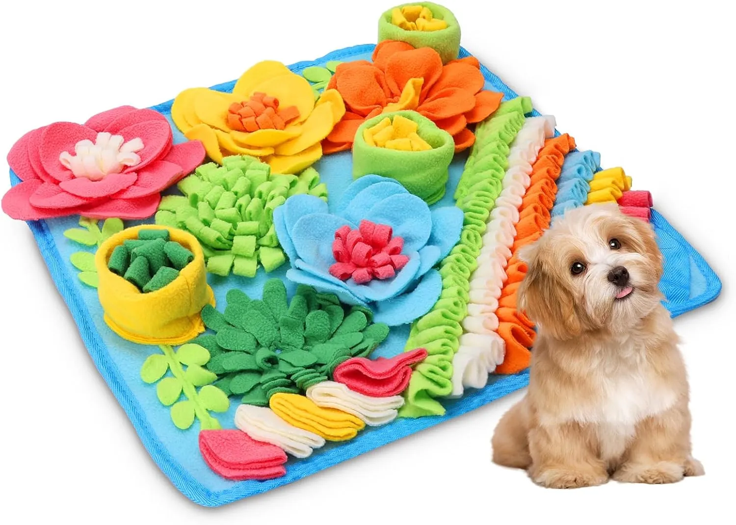 ORIA Snuffle Mat for Dogs, Interactive Sniff Mat for Boredom, Slow Eating, Keep Busy, Encourages Natural Foraging Skills, Dog Puzzle Toys for Dogs Cats Rabbits, 15x15 inch
