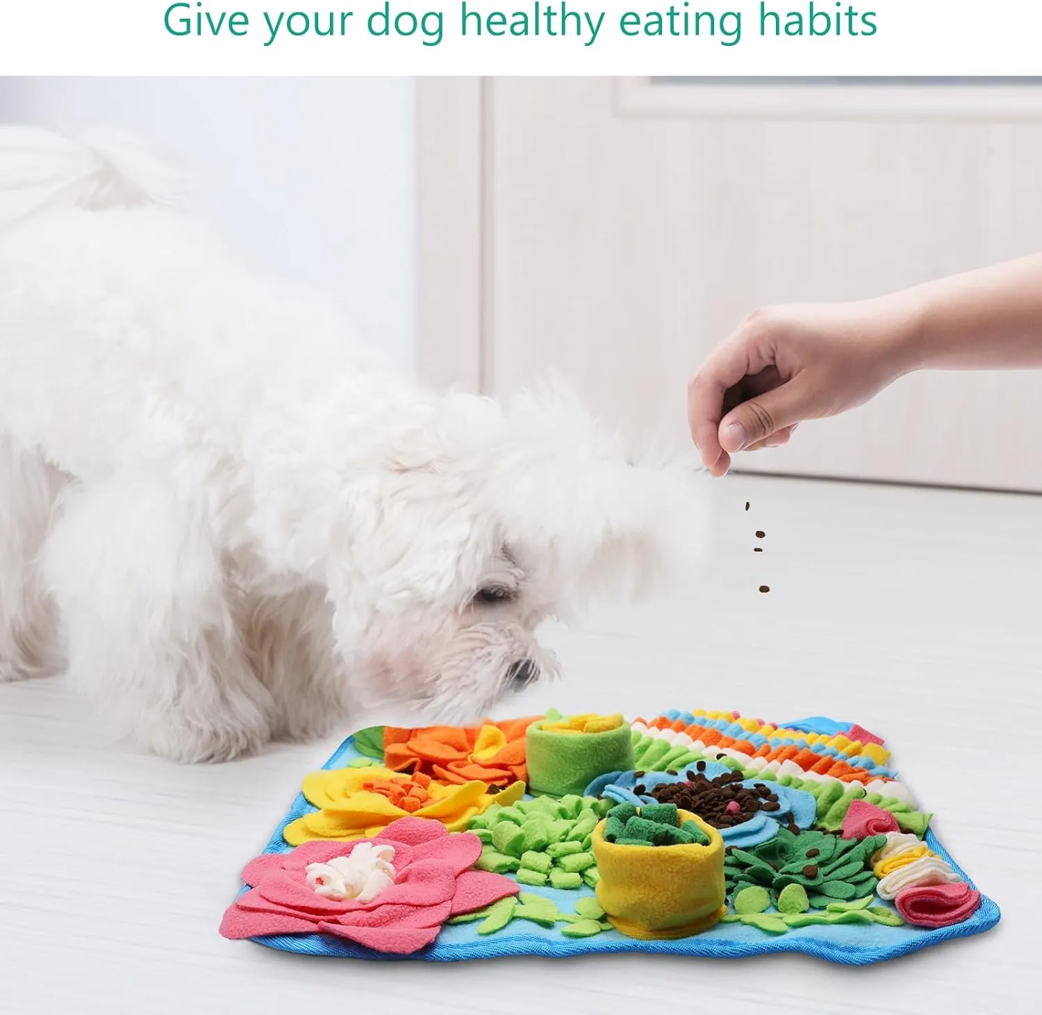 ORIA Snuffle Mat for Dogs, Interactive Sniff Mat for Boredom, Slow Eating, Keep Busy, Encourages Natural Foraging Skills, Dog Puzzle Toys for Dogs Cats Rabbits, 15x15 inch