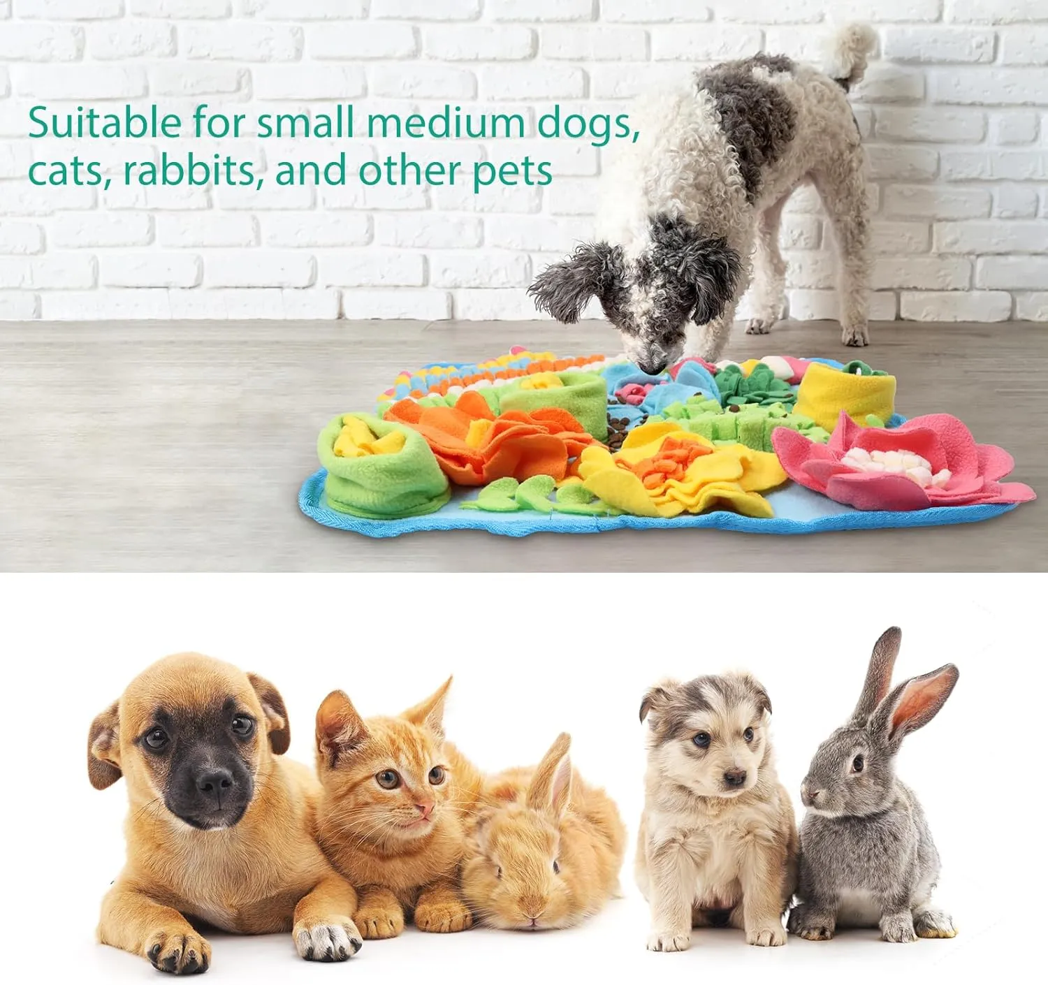 ORIA Snuffle Mat for Dogs, Interactive Sniff Mat for Boredom, Slow Eating, Keep Busy, Encourages Natural Foraging Skills, Dog Puzzle Toys for Dogs Cats Rabbits, 15x15 inch