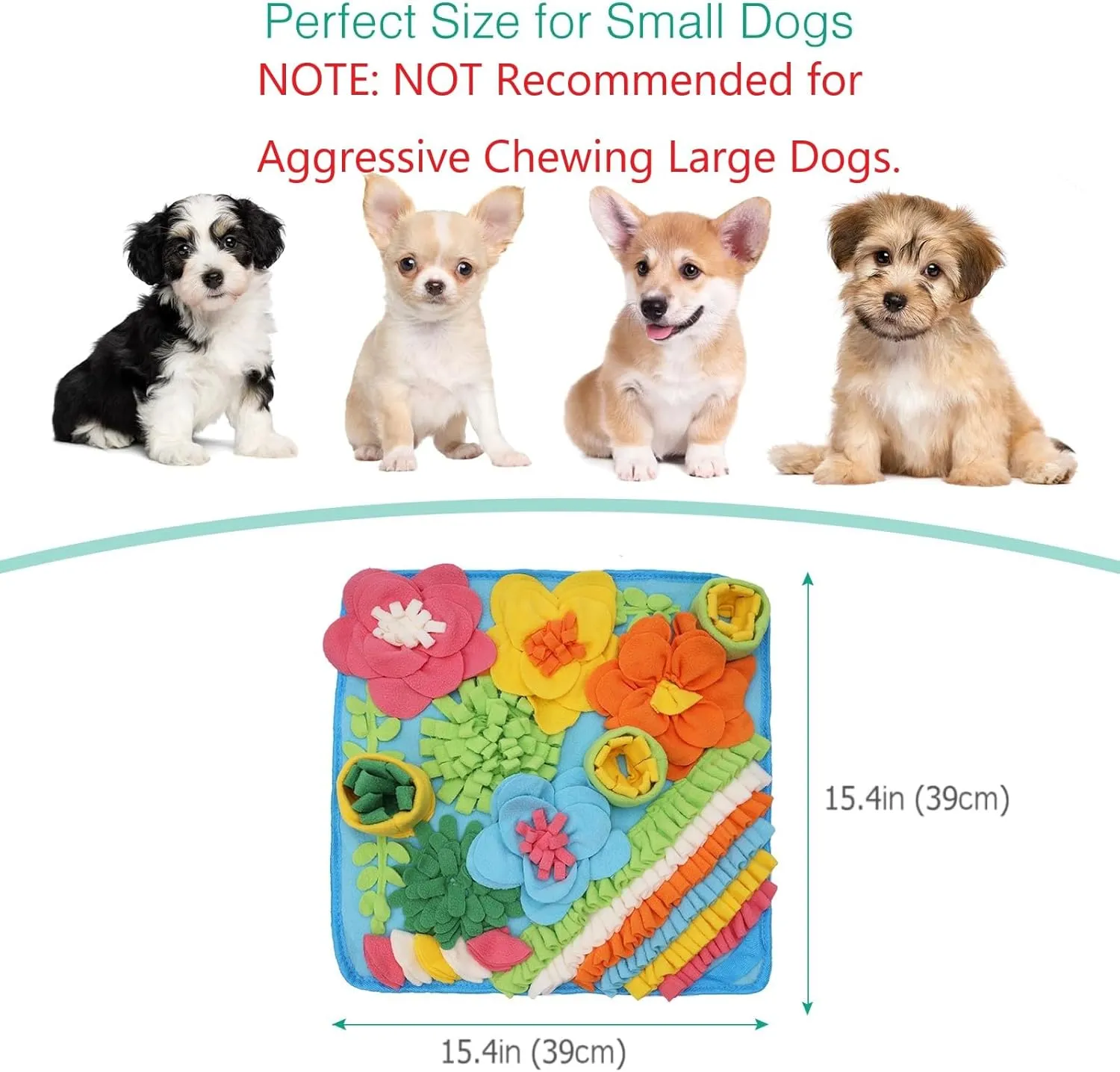 ORIA Snuffle Mat for Dogs, Interactive Sniff Mat for Boredom, Slow Eating, Keep Busy, Encourages Natural Foraging Skills, Dog Puzzle Toys for Dogs Cats Rabbits, 15x15 inch