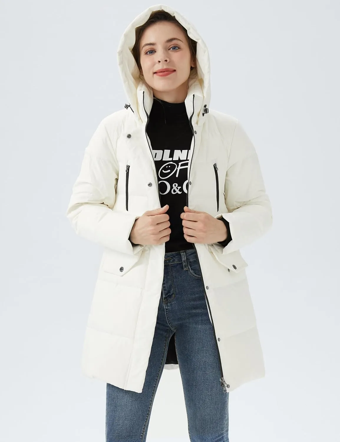 Orolay Women's Puffer Winter Down Coat Thickened Parka Jacket with Hood