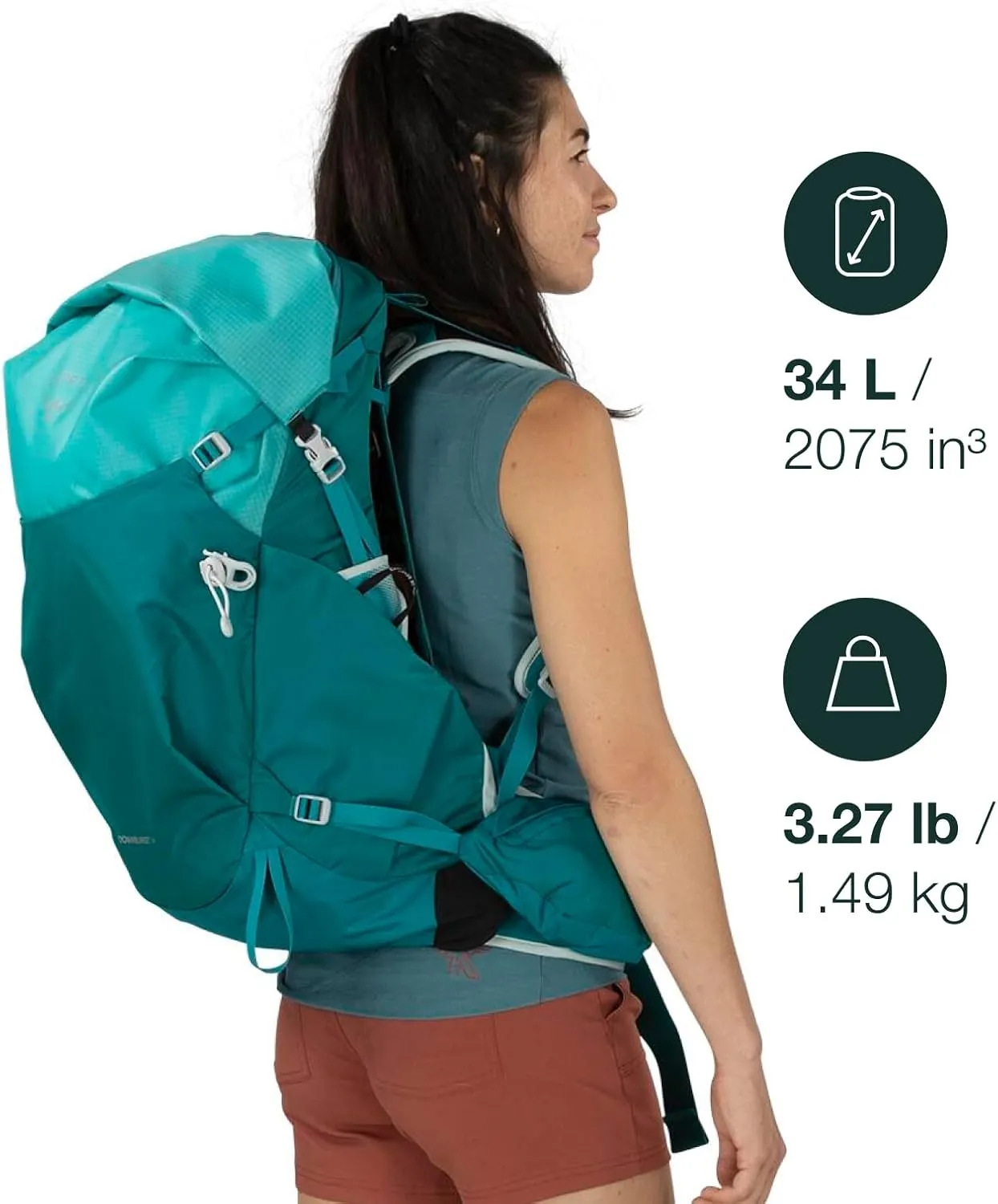 Osprey Downburst 34L Women's Hiking Backpack, Tidal Blue