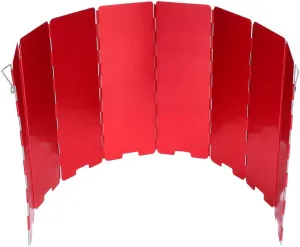 OUKENS Stove Windshield, 26.4x9.4in 8 Plate Foldable Aluminium Alloy Stove Windshield Groove Bottom Outdoor Camping Accessory Cooking Gas Wind Shield for Camping Stove(Red)