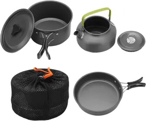 Outdoor Aluminum Camping COOKWARE Set Non Stick Portable Combo 3 People Camping