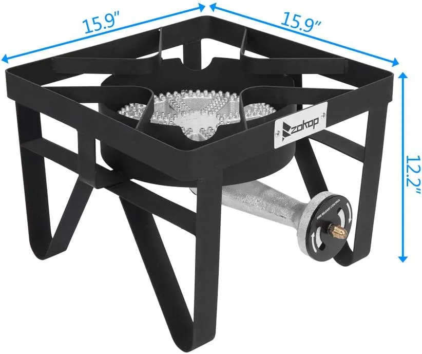 Outdoor Burner Stove, Gas Camping Stove High Pressure Propane Cooker Portable Stove Burner, Perfect for Home Brewing Maple Syrup Patio Turkey Frying Canning 200000-BTU