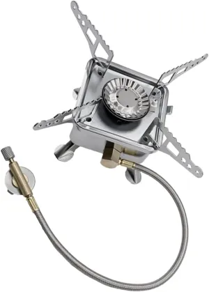 Outdoor Camping Stove Burner Portable Gas Stove Head for Camping Hiking and Backpacking Compact Design with Soft Hose Connection Single Burner