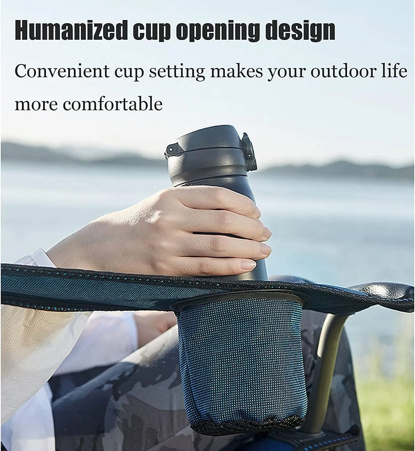 Outdoor Chair Folding Camping Portable Lawn Seat Armchair with Cup Holder Pillow and Carry Bag Leisure Recliner Stool Foldable