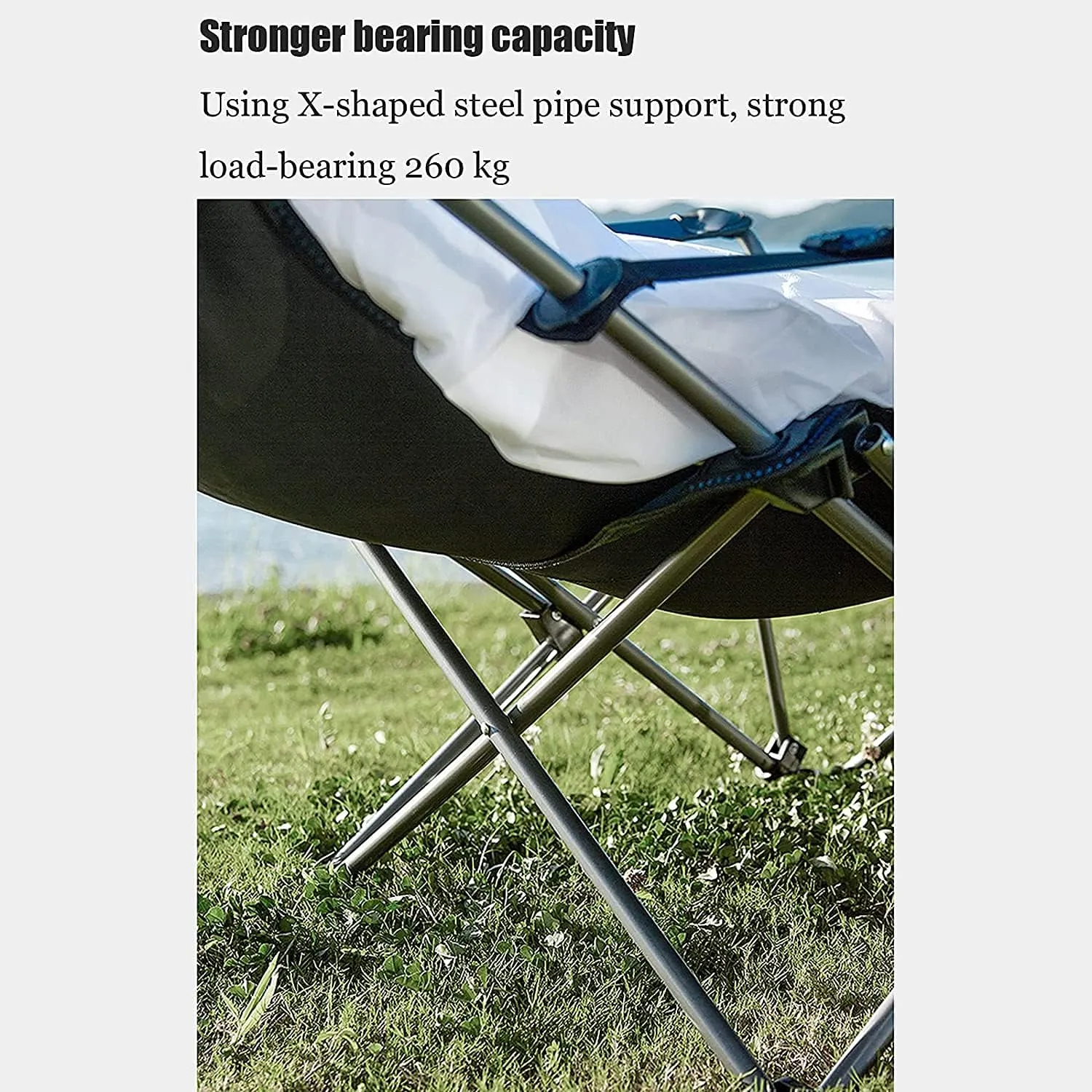 Outdoor Chair Folding Camping Portable Lawn Seat Armchair with Cup Holder Pillow and Carry Bag Leisure Recliner Stool Foldable