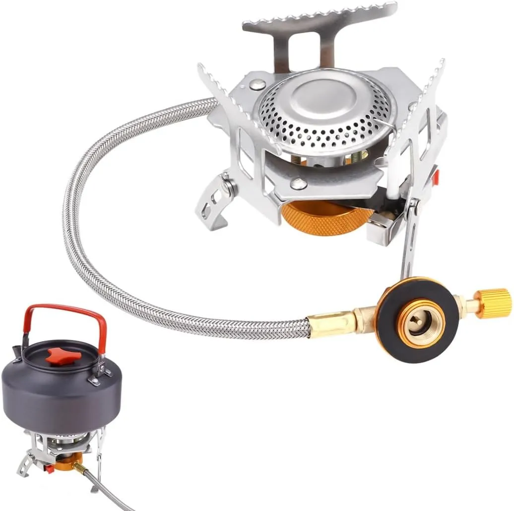 Outdoor Cooking Backpacking Stove 3500W, Foldable Gas Burner With 360° Windproof, Triangle Support, And Efficient Piezo Ignition For Portable Stove Camping