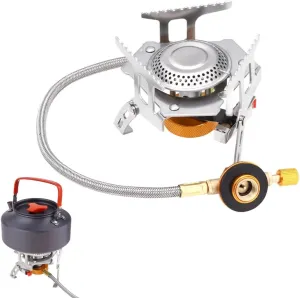 Outdoor Cooking Backpacking Stove 3500W, Foldable Gas Burner With 360° Windproof, Triangle Support, And Efficient Piezo Ignition For Portable Stove Camping