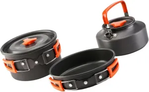 Outdoor Cooking Set 3pcs Camping Cookware Kit Aluminum Alloy Cooker Kettle for 2-3 Person